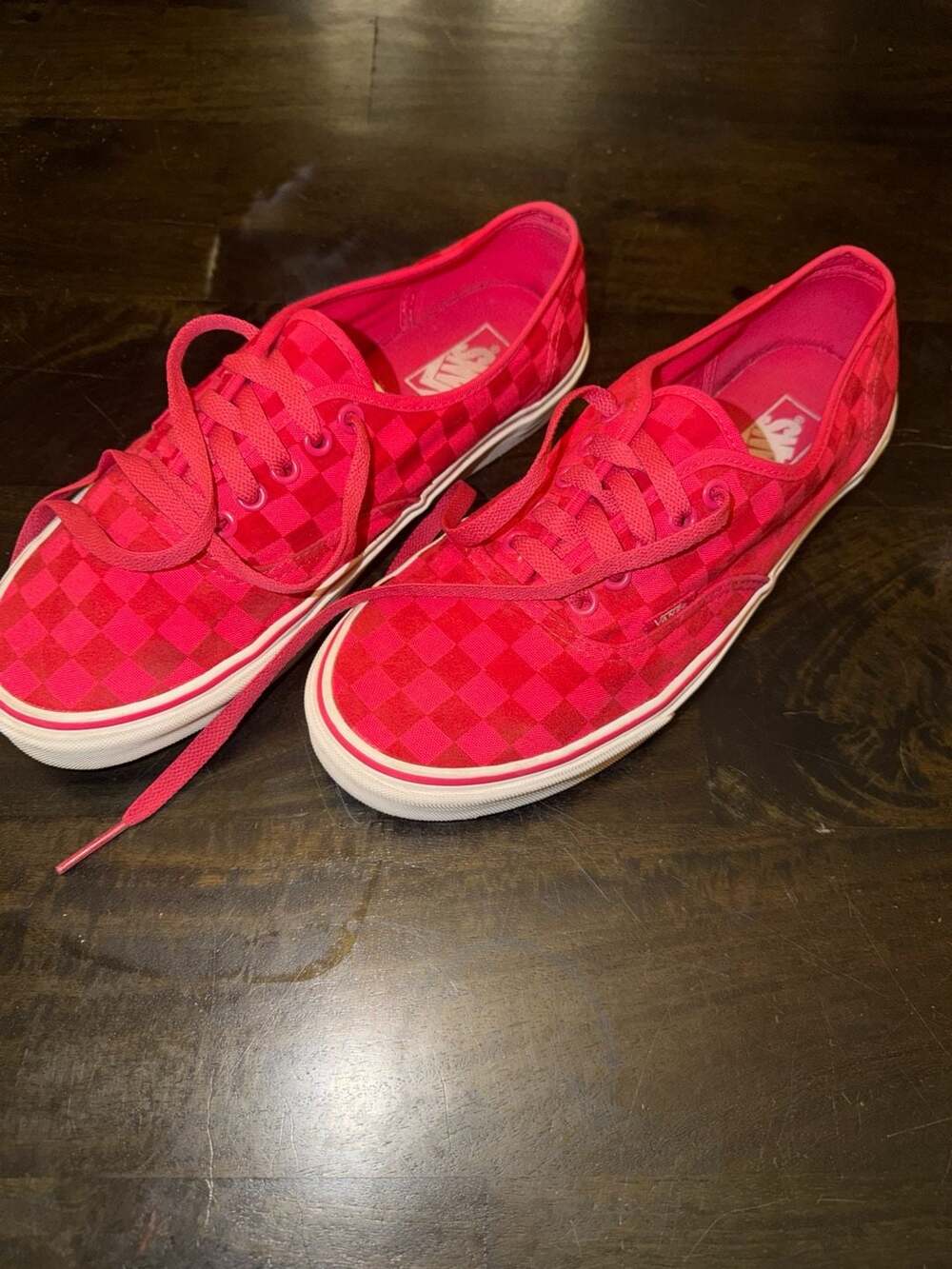 Vans Authentic Pro Reflective Checkerboard Red Skate Shoes M (9) W (10.5)